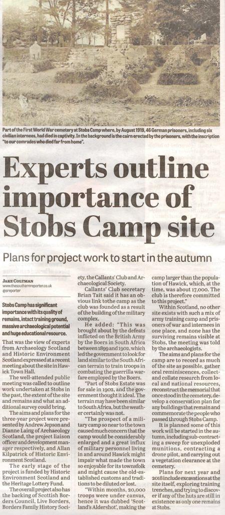 Stobs Camp; Media; Southern Reporter; 2016