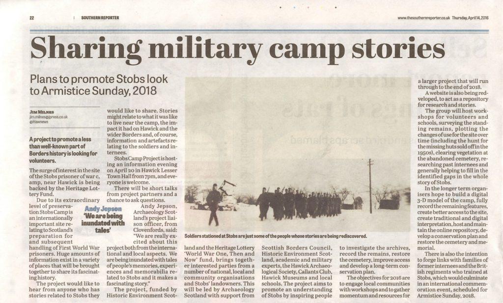 Stobs Camp; Media; Southern Reporter; 2016