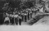 border rifles; 1904; marching; slouch hats; mezzotint co.